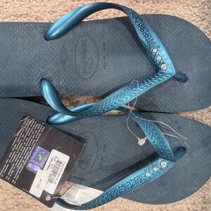 Havaianas Blue Sandals Classic Design with crystals woman’s 10